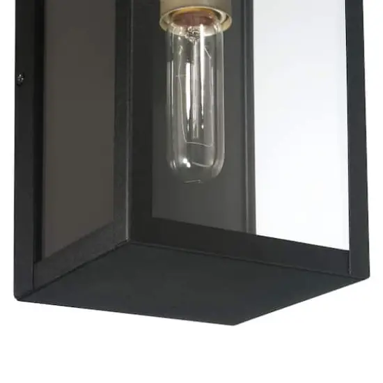 Hello Honey&reg; Lloyd Matte Black Modern Minimalist Metal & Glass Wall Mounted Outdoor Light {11}