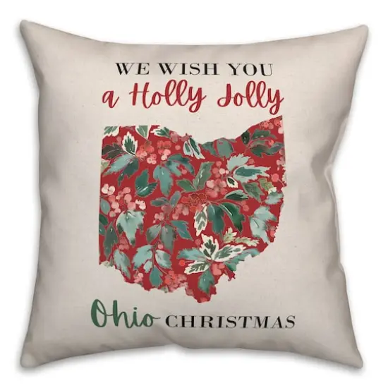 We Wish You a Holly Jolly Ohio Christmas Throw Pillow {1}