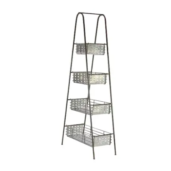 Farmhouse Black Metallic 4-Tier Storage Rack {3}