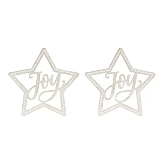 15.75" Beaded Wood Star with Joy Sentiment Set {1}