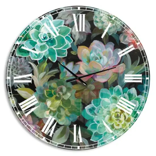 Designart 'Floral Succulents Traditional Wall Clock {1}