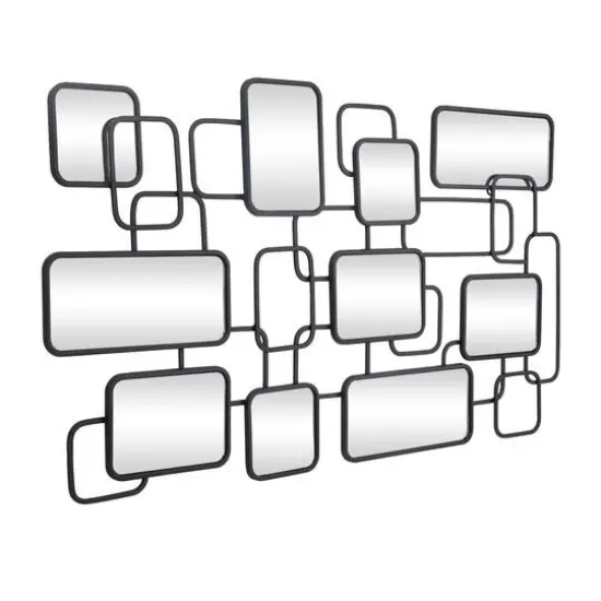 Black Modern Abstract Wall Mirror, 45" x 1" x 26" {3}