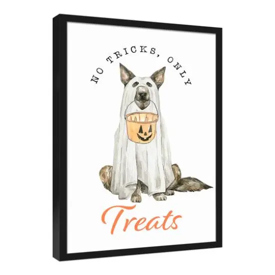 No Tricks Only Treats Black Framed Canvas Wall Art {3}