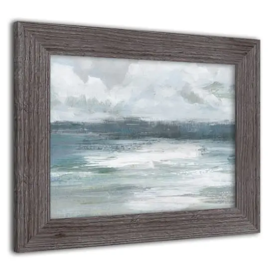 Navy and Sage Horizon Line Western Framed Print Gray {3}