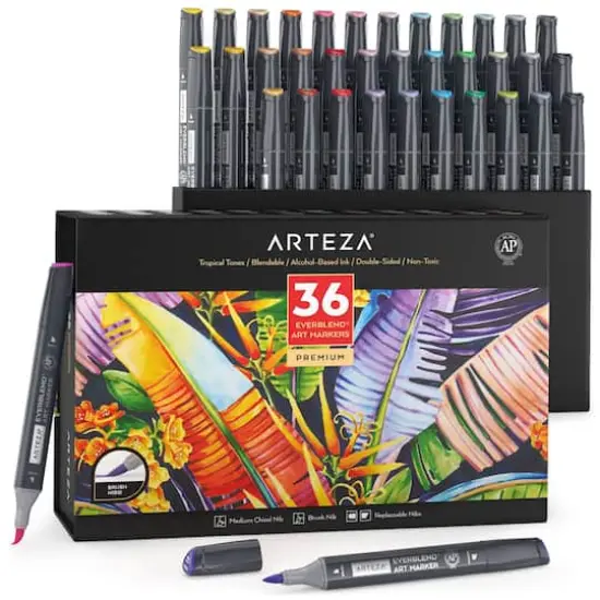Arteza® EverBlend™ Ultra 36 Color Tropical Tones Dual Tip Art Marker Set {1}