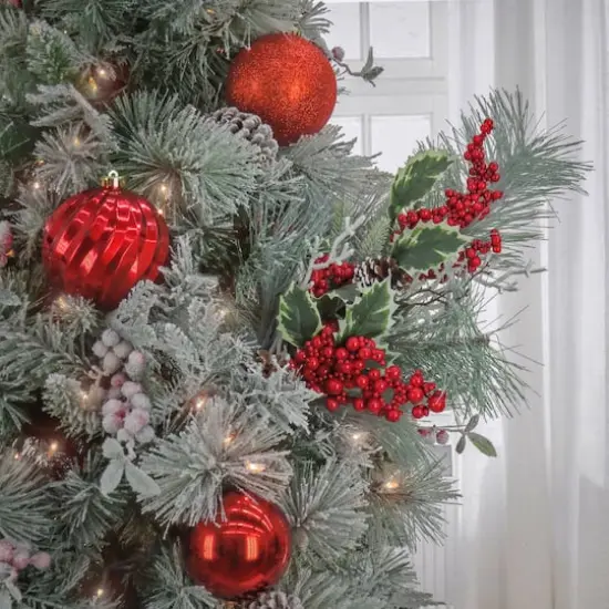 Red Berry & Frosted Pine Spray {3}