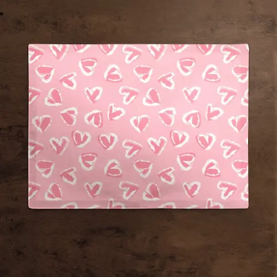 Pink Cute Hearts Pattern Placemat {3}