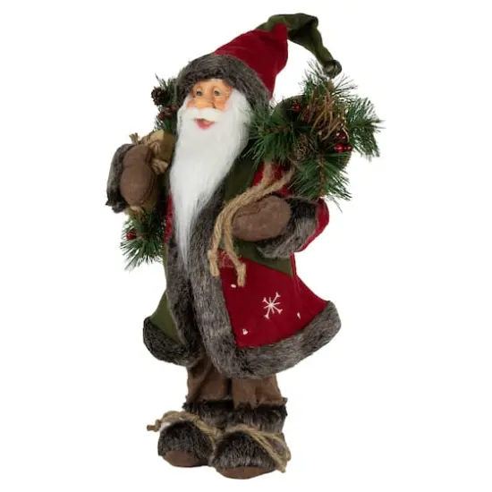 16" Country Rustic Standing Santa Claus with Knitted Snowflake Jacket {5}