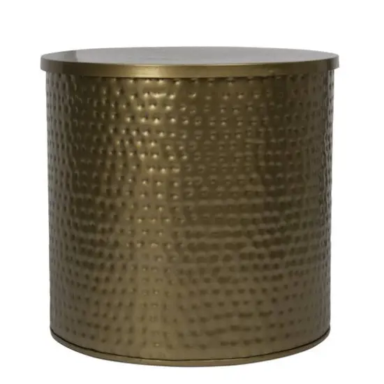 Hello Honey® 17" Gold Boho Hammered Metal Drum Table or Planter with Lid {6}