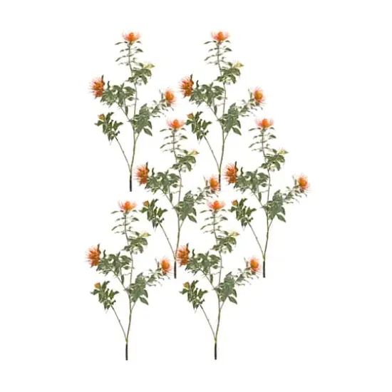 34.25" Orange Flocked Protea Sprays, 6ct. {1}