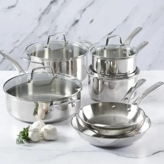 Martha Stewart 10 Piece Stainless Steel Cookware with Glass Lids Set {7}