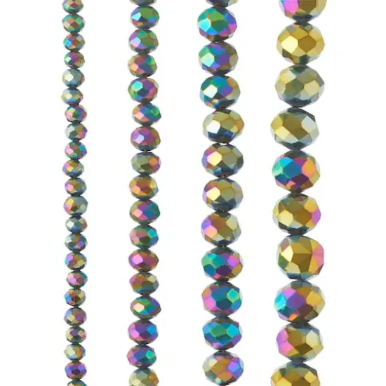 Black Aurora Borealis Faceted Glass Rondelle Bead Strings by Bead Landing™ {1}