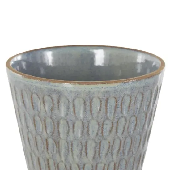 Blue Geometric Oval Patterned Ceramic Planter Set {5}