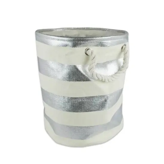 DII&reg; Large Stripe Round Paper Bin Silver Stripe {1}