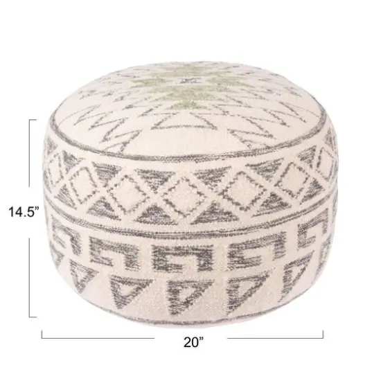 Hello Honey&reg; 12" Kilim Wool Blend Round Pouf {8}
