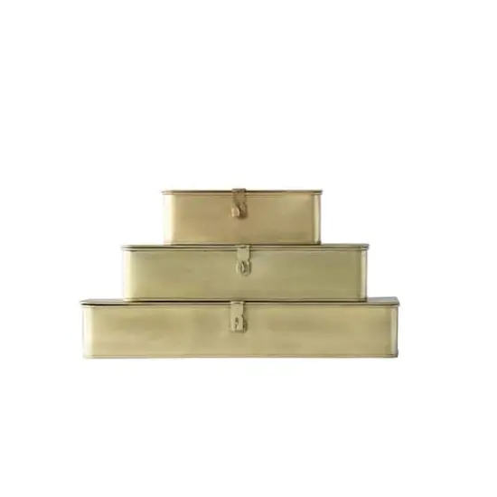 Hello Honey&reg; Decorative Metal Boxes with Gold Finish Set {8}