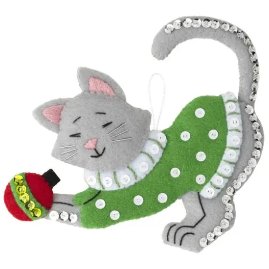 Bucilla&reg; Cats in Ugly Sweaters Felt Ornaments Applique Kit Set {6}