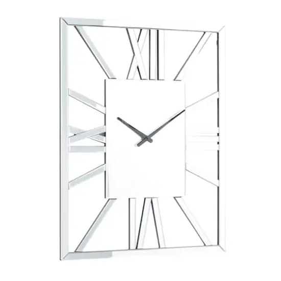 Silver MDF Glam Wall Clock, 32" x 2" x 24" {3}