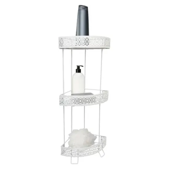 Elle D&eacute;cor Dentelle White 3 Tier Corner Spa Tower {1}