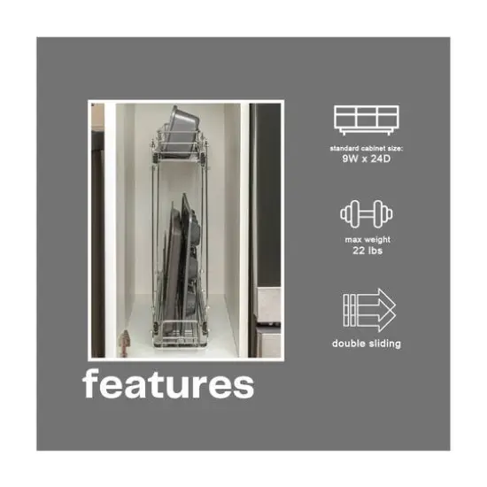 Household Essentials Glidez Chrome-Plated Steel 2-Tier Dual-Sliding Storage Organizer {9}