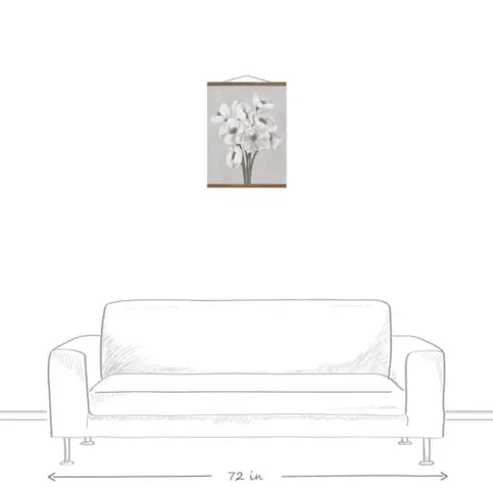 Soft Gray Poppies Teak Hanging Canvas {4}
