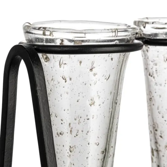 Hello Honey® Bloomingville 9" Test Tube Vases in Black Metal Stand {4}