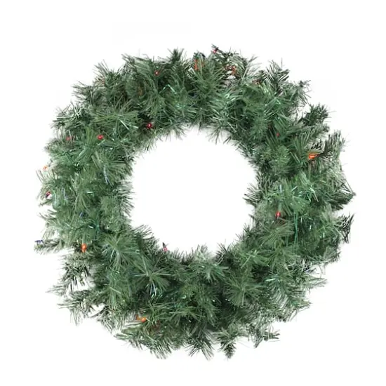 24" Pre-Lit Pine Christmas Wreath, Multicolor Lights {1}