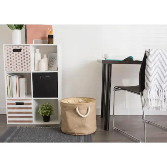 DII&reg; Large Round Variegated Polyester Bin Taupe {6}