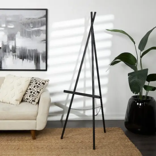 66.5" Black Metal Adjustable Minimalistic Floor Easel {10}