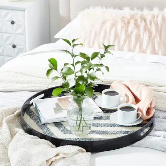 Black Mother of Pearl Modern Tray Set {7}