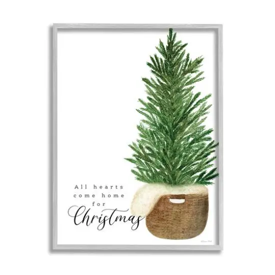 Stupell Industries All Hearts Home For Christmas Phrase Framed Giclee Art Gray {1}