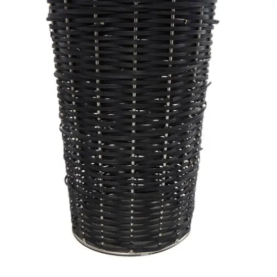 36" Silver Metal Vase with Woven Black Rattan Base {8}