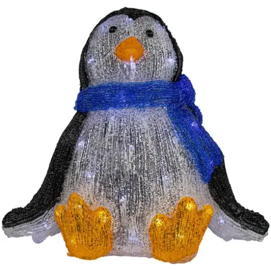 11.5" Lighted Commercial Grade Acrylic Sitting Baby Penguin Christmas Display Decoration {5}