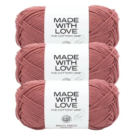 3 Pack Lion Brand&reg; Tom Daley Made with Love&trade; The Cottony One&trade; Yarn Red Red Wine {1}