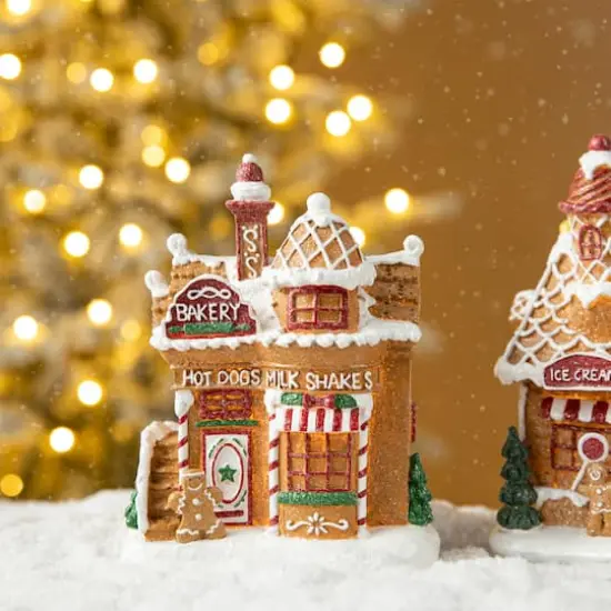 Glitzhome&reg; Light-Up Christmas Gingerbread House Table D&eacute;cor Set {5}