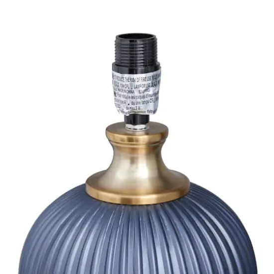 Blue Velvet Transitional Table Lamp, 26" x 16" x 16" {5}