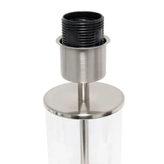 Simple Designs 17" Encased Metal & Clear Glass Table Lamp Black/Brushed Nickel {8}