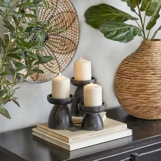 Black Traditional Candle Holder Set {8}