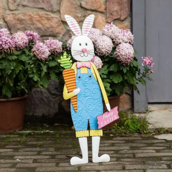 Glitzhome&reg; 36" Easter Bunny Boy Metal D&eacute;cor {4}