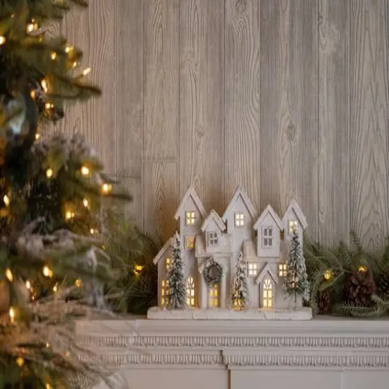 17" LED Flocked Winter Village Display {3}