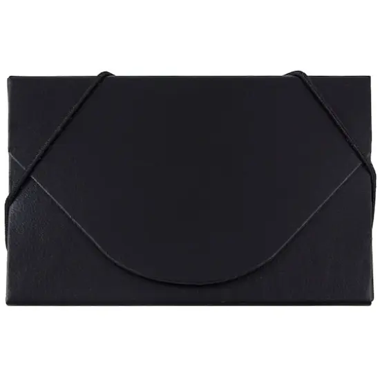 JAM Paper Black Chipboard Business Card Holder Case with Round Flap {1}