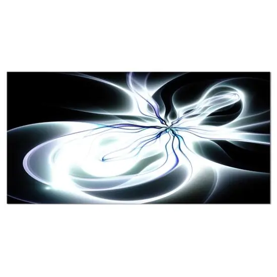 Designart - White Symmetrical Fractal Flower - Abstract Art on Canvas {1}