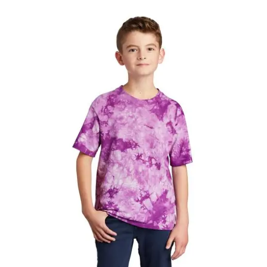 Port & Company&reg; Crystal Tie-Dye Youth T-Shirt Purple {4}
