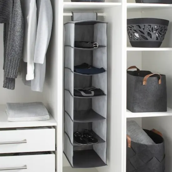 Simplify Gray 6 Shelf Closet Organizer {4}