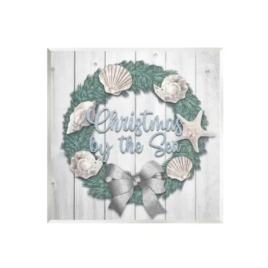 Stupell Industries Christmas by The Sea Nautical Wreath Wall Plaque Art {1}