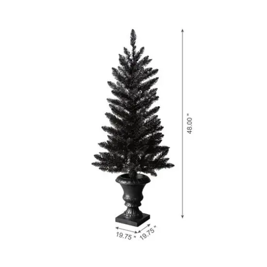 4ft. Pre-Lit Black Artificial Halloween Tree, LED Orange Lights {4}