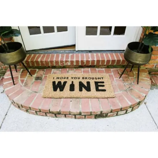 I Hope You Brought Wine Rectangle Natural Coir Doormat {5}