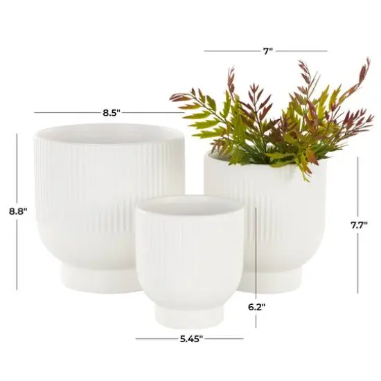 Cream Ceramic Planter with Tapered Base Set {6}