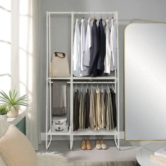SunnyPoint Freestanding Clothes & Accessories Closet Rack White {3}