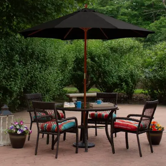 8.5ft. Outdoor Patio Market Umbrella with Wooden Pole Black {3}